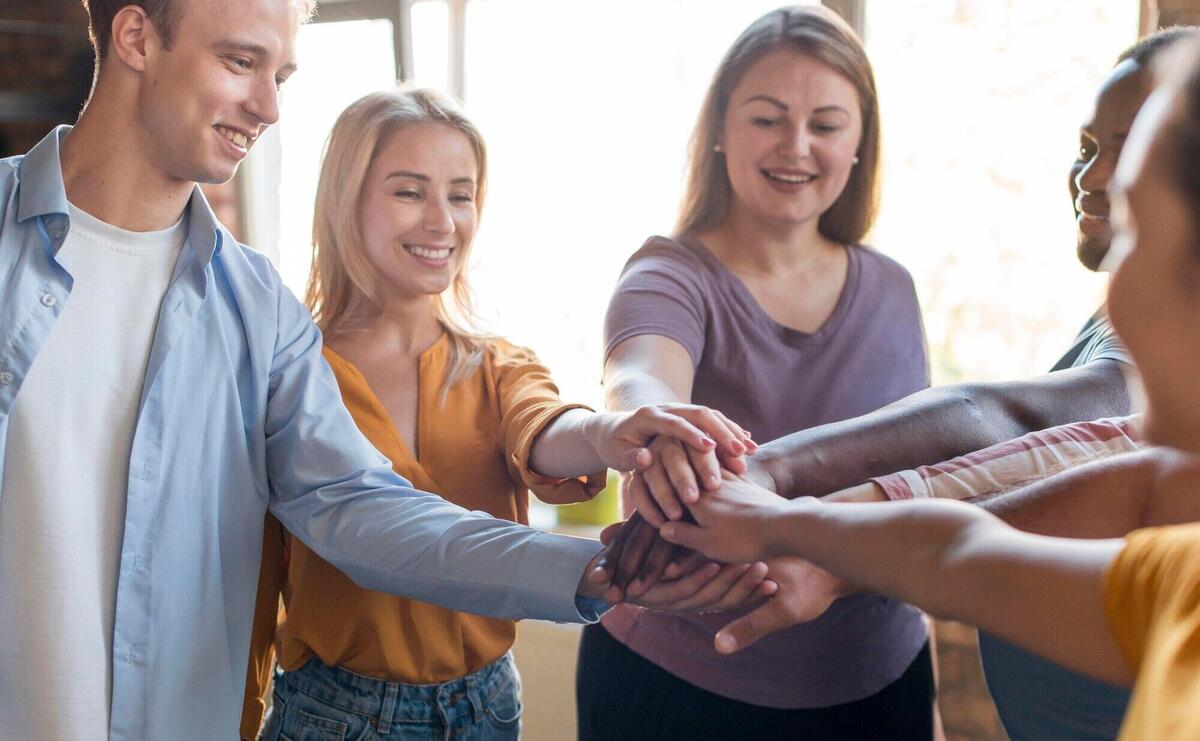 Group of friends gathering together