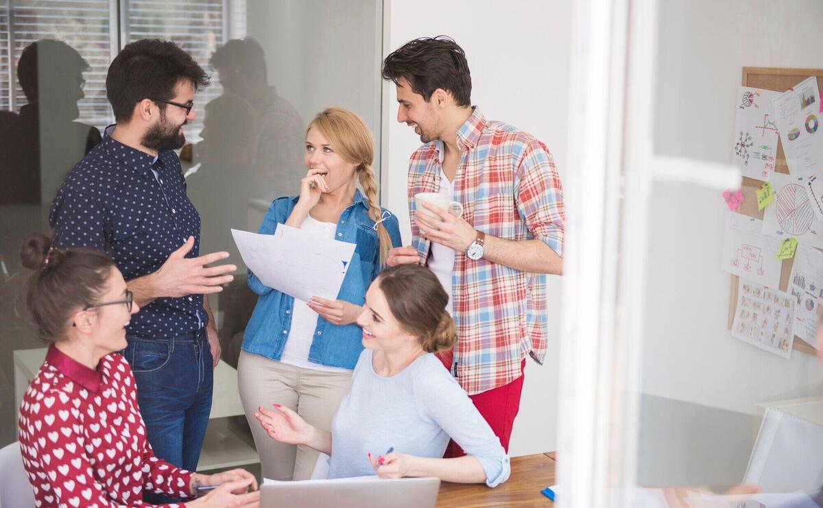 Coworkers working at office in a relaxed atmosphere