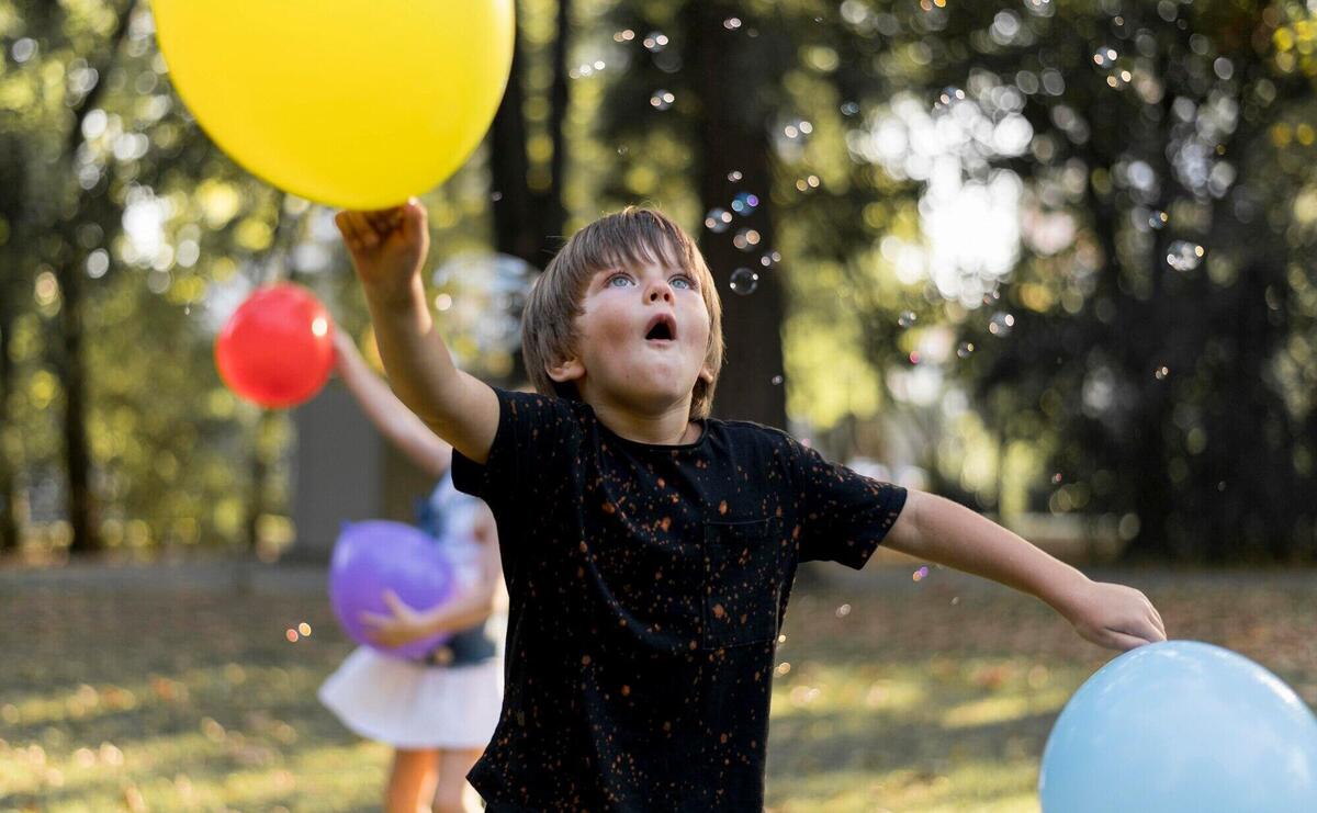 Medium shot kids playing outdoors