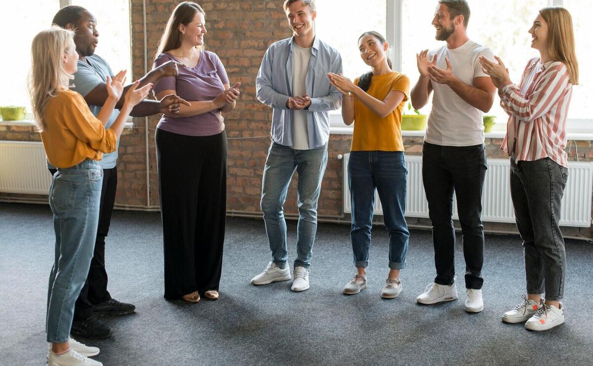 Group of friends gathering together