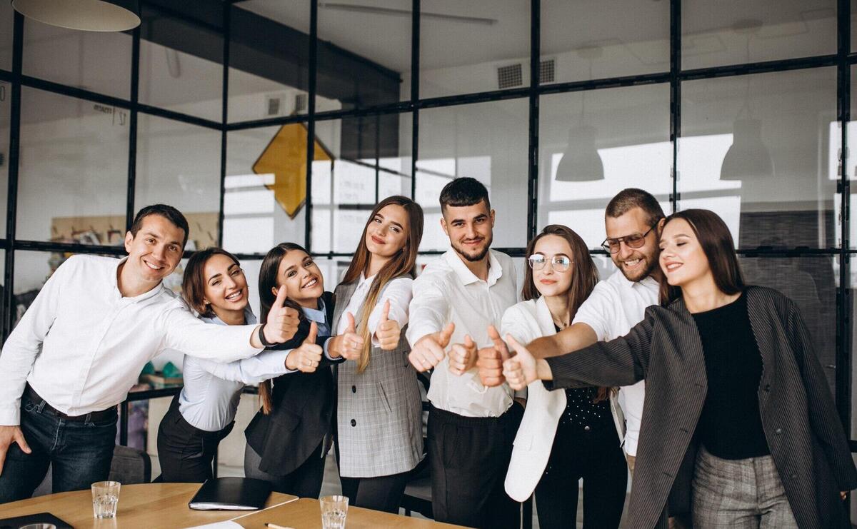 Group of people working out business plan in an office