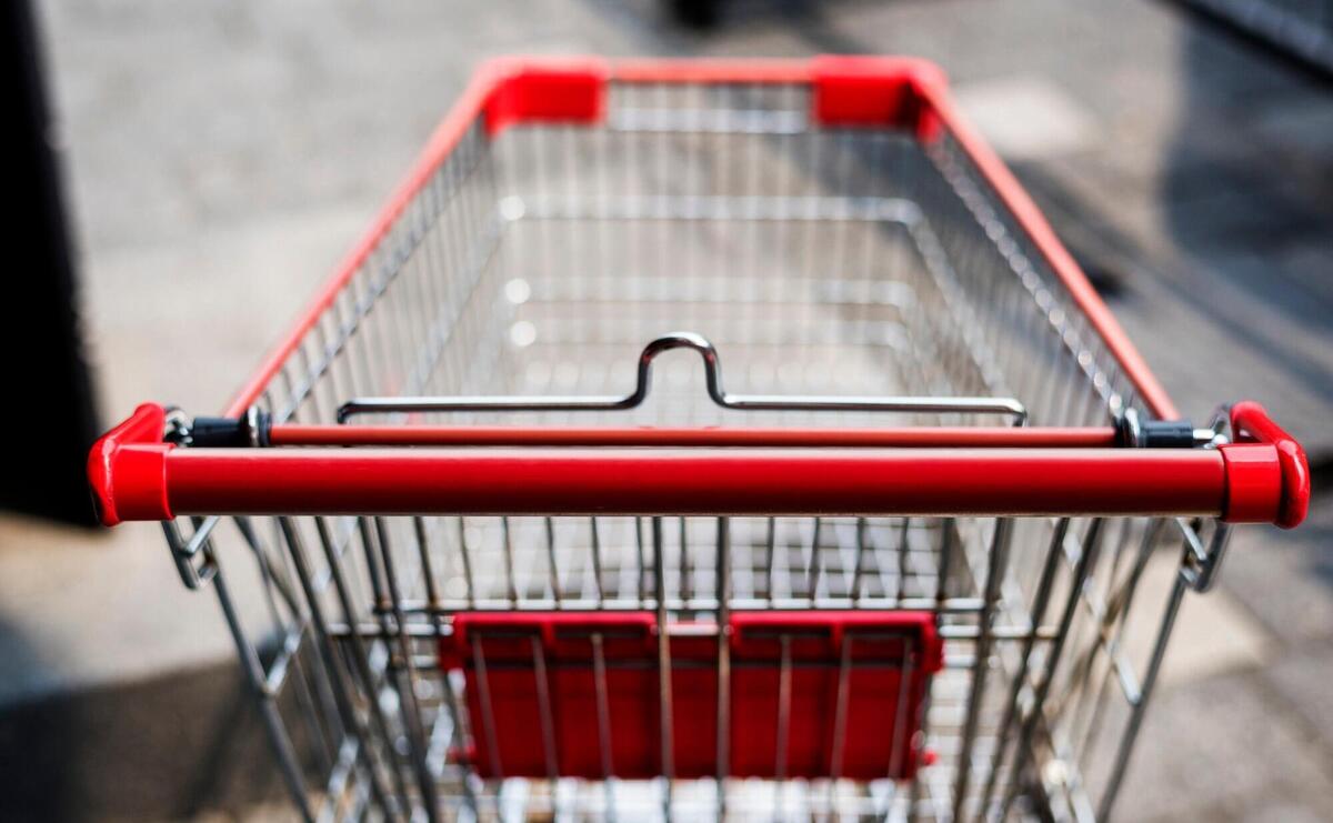 Empty shopping trolley left outside