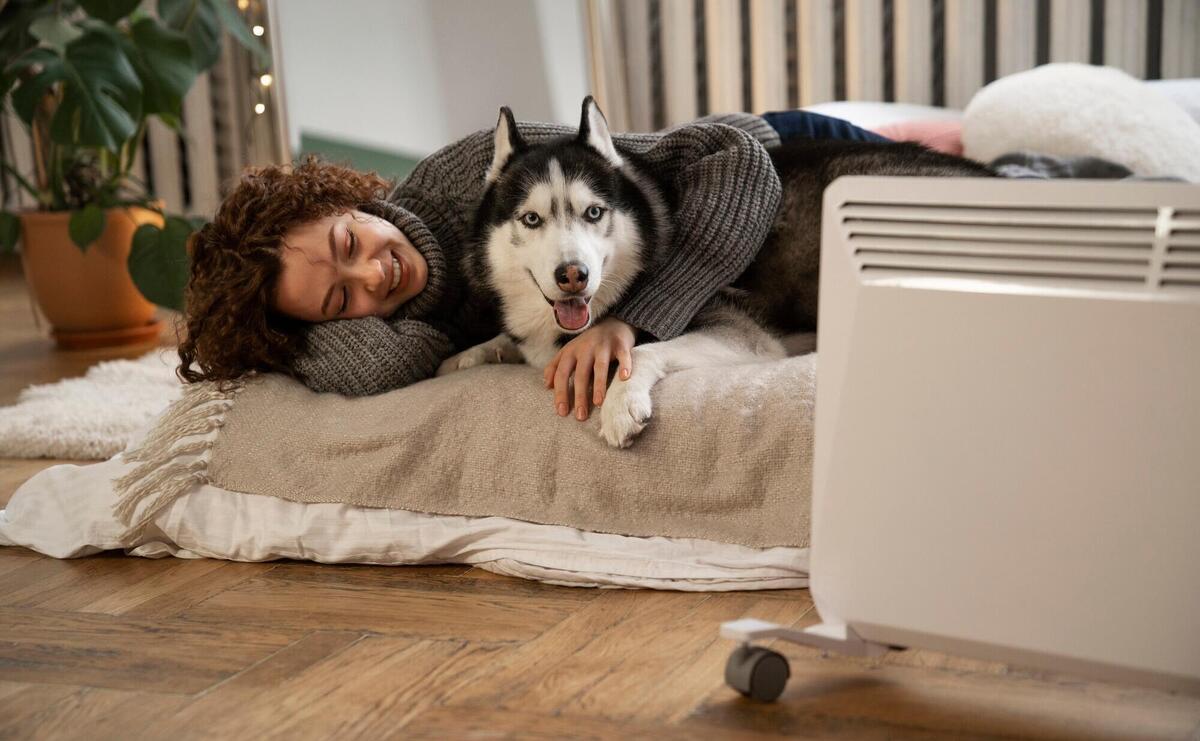 Woman spending time with her pet