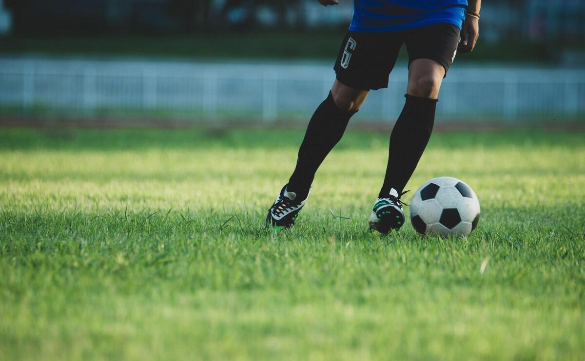 Soccer player action on the stadium