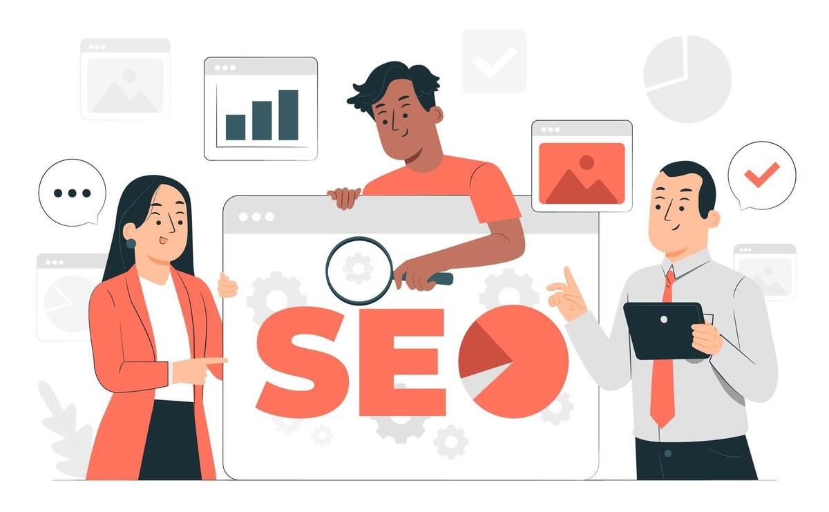 Seo analytics team concept illustration