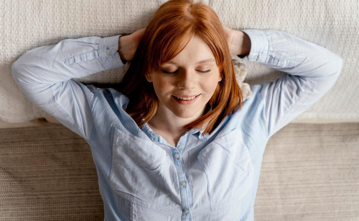 Portrait woman at home relaxing