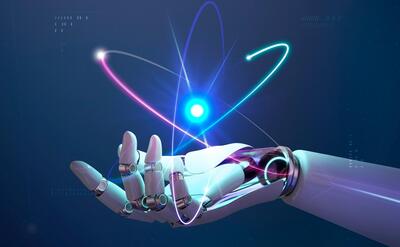 AI nuclear energy background, future innovation of disruptive technology