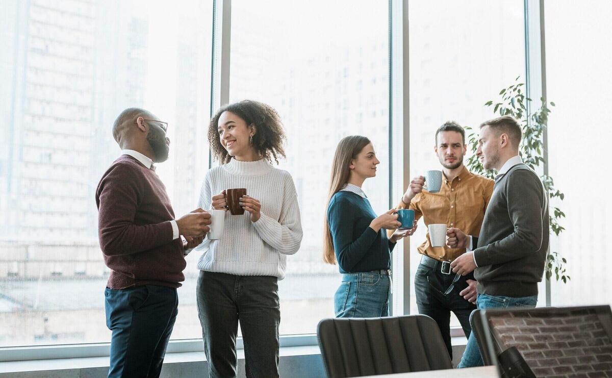 People taking a coffee break from a meeting