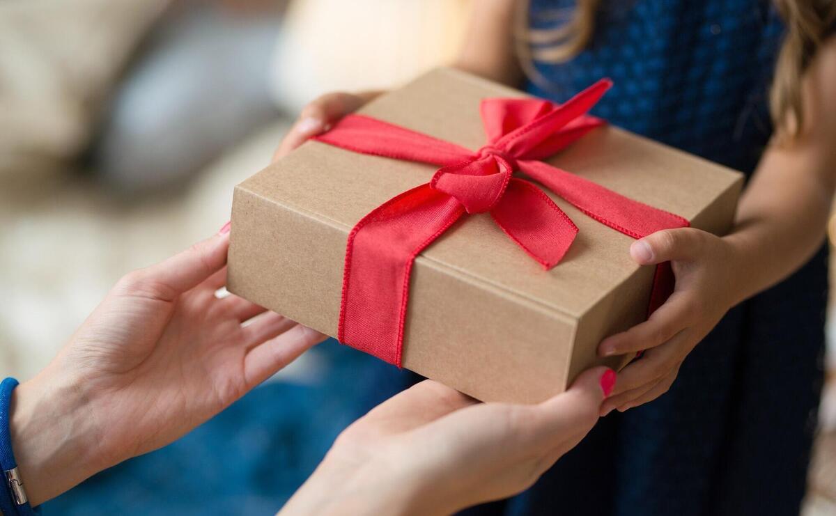 Young girl with a present