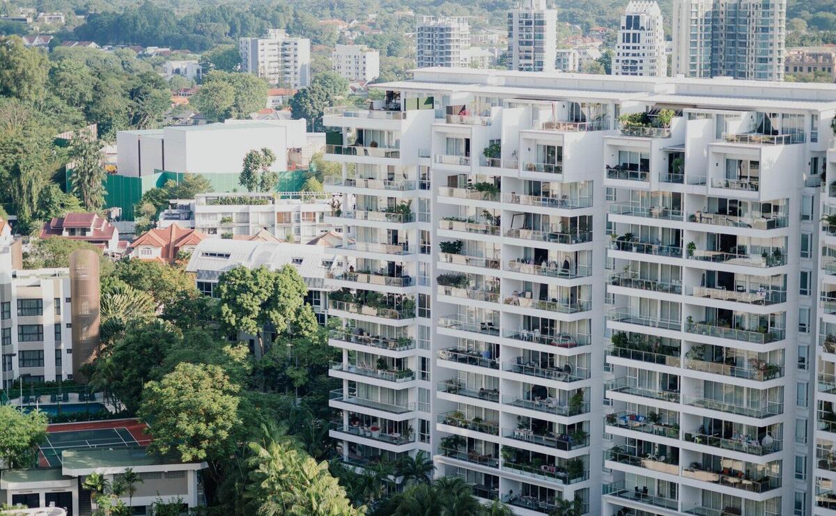 Aerial view of apartment buildings 