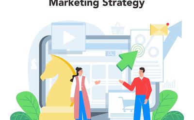 Marketer concept Advertising and promotion Marketing strategy and communucation with a customer Isolated flat vector illustration