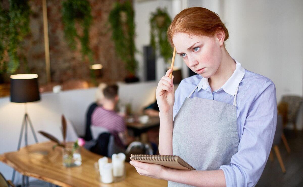 Waitress at work