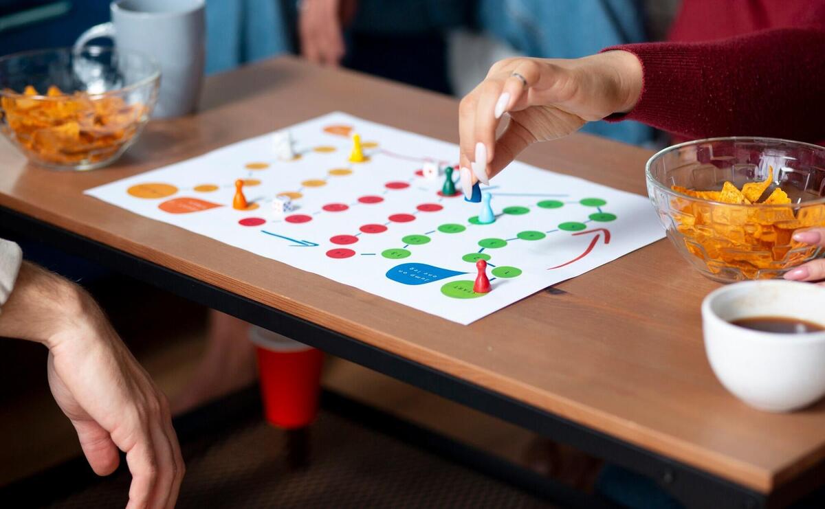 Friends having fun with traditional games