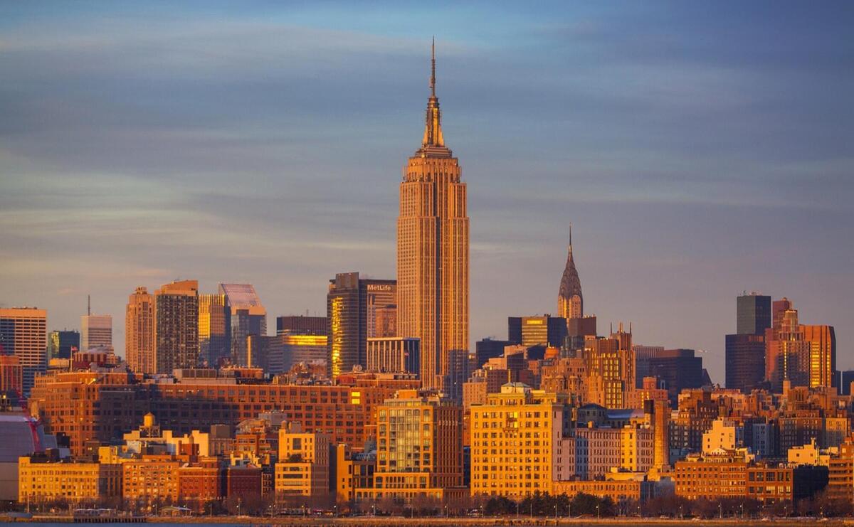 Empire state building, hudson, sunset