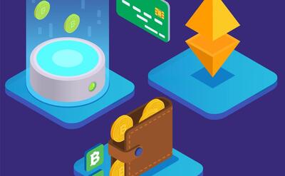 Web 3.0 technology isometric concept with cryptocurrency symbols vector illustration