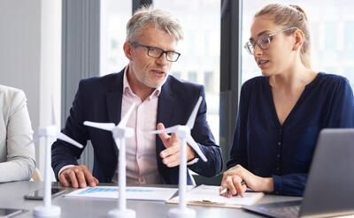 Business talks at conference table