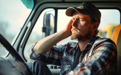 Man working as a truck driver posing