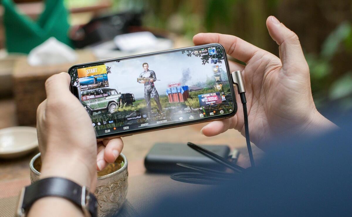 person playing PUBG mobile